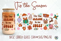 Christmas Libbey Glass Can Wrap Svg, 16oz Glass Wrap Svg Product Image 1