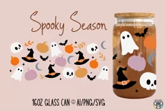 Halloween Glass Wrap svg, Ghost Libbey Glass Svg, Halloween Product Image 1