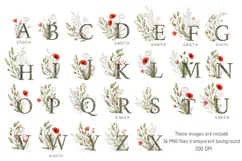Floral Vintage Monograms Watercolor Alphabet PNG Product Image 2
