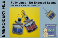 Drum Key Fob, Music Embroidery Design Product Image 1