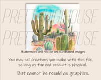 Watercolor Cactus in the Desert Tumbler Wrap PNG Product Image 2