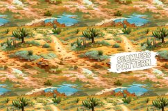 Desert with Cactus Seamless Digital Pattern