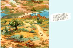 Desert with Cactus Seamless Digital Pattern