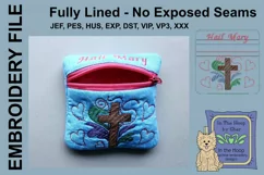 Hail Mary Mini Zipper Bag Religious Embroidery Product Image 2