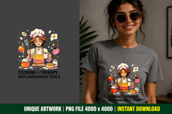Funny Cooking Therapy PNG Stressed Chef Sublimation Product Image 1