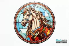 Stained Glass with Christmas Horse PNG Clipart Product Image 1