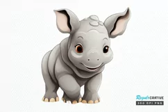 Cute Cartoon Rhino PNG Clipart Product Image 1