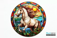 Stained Glass with Christmas Horse PNG Clipart Product Image 1
