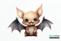 Cute Cartoon Bat Watercolor Sublimation PNG Clipart Product Image 1