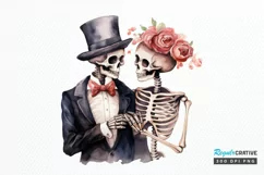 Skeleton Couple Watercolor Sublimation PNG Clipart Product Image 1