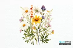 Vintage Wildflowers Watercolor PNG Clipart Product Image 1