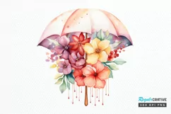 Flower Umbrella Watercolor Sublimation PNG Clipart Product Image 1