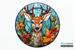 Stained Glass With Christmas Deer Flower PNG Clipart Product Image 1