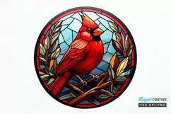 Stained Glass Christmas Red Cardinal Bird PNG Clipart Product Image 1