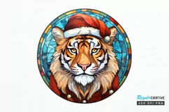 Stained Glass Christmas Cat PNG Clipart Product Image 1
