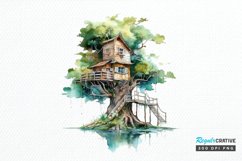 Watercolor Treehouse PNG Clipart Product Image 1
