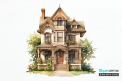 Vintage Houses Sublimation PNG Clipart Product Image 1