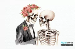 Skeleton Couple Watercolor Sublimation PNG Clipart Product Image 1