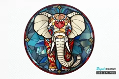 Stained Glass with Christmas Elephant PNG Clipart Product Image 1