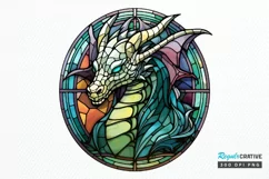 Stained Glass Dragon Sublimation PNG Clipart Product Image 1