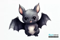 Cute Cartoon Bat Watercolor Sublimation PNG Clipart Product Image 1