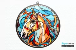 Stained Glass with Christmas Horse PNG Clipart Product Image 1