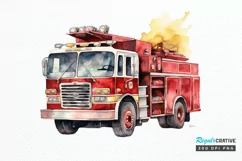 Fire Truck Watercolor Sublimation PNG Clipart Product Image 1