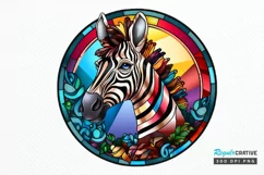 Stained Glass with Christmas Zebra PNG Clipart Product Image 1