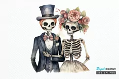 Skeleton Couple Watercolor Sublimation PNG Clipart Product Image 1