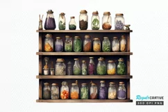 Watercolor Witches Apothecary Cabinet PNG Clipart Product Image 1