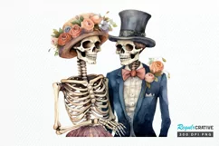 Skeleton Couple Watercolor Sublimation PNG Clipart Product Image 1