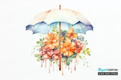 Flower Umbrella Watercolor Sublimation PNG Clipart Product Image 1