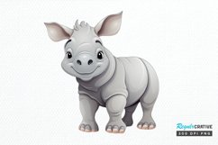 Cute Cartoon Rhino PNG Clipart Product Image 1