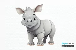 Cute Cartoon Rhino PNG Clipart Product Image 1