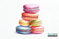 Colorful Macaroons Watercolor PNG Clipart Product Image 1