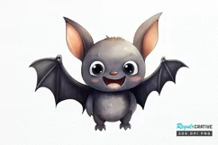 Cute Cartoon Bat Watercolor Sublimation PNG Clipart Product Image 1