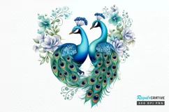 Couple Peacock Heart Sublimation PNG Clipart Product Image 1