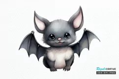 Cute Cartoon Bat Watercolor Sublimation PNG Clipart Product Image 1