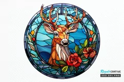 Stained Glass With Christmas Deer Flower PNG Clipart Product Image 1