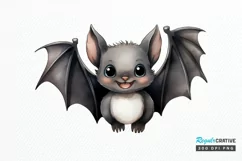 Cute Cartoon Bat Watercolor Sublimation PNG Clipart Product Image 1