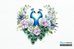 Couple Peacock Heart Sublimation PNG Clipart Product Image 1