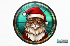 Stained Glass Christmas Cat PNG Clipart Product Image 1