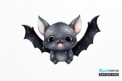 Cute Cartoon Bat Watercolor Sublimation PNG Clipart Product Image 1