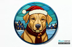 Stained Glass With Christmas Dog And San PNG Clipart Product Image 1