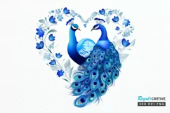 Couple Peacock Heart Sublimation PNG Clipart Product Image 1