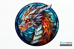 Stained Glass Dragon Sublimation PNG Clipart Product Image 1