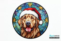 Stained Glass With Christmas Dog And San PNG Clipart Product Image 1