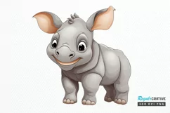 Cute Cartoon Rhino PNG Clipart Product Image 1