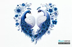 Couple Peacock Heart Sublimation PNG Clipart Product Image 1