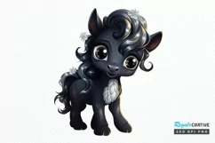 Baby Black Unicorn PNG Clipart Product Image 1